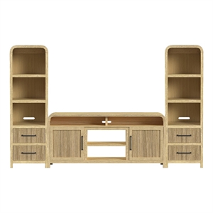 Picket House Furnishings Woodridge 3PC Entertainment Unit With 70&quot TV Console in Natural