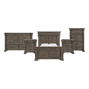 Picket House Furnishings Paterson Queen 5PC Bedroom Set in Grey