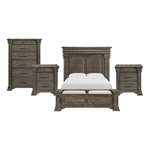 Picket House Furnishings Paterson Queen Storage 4PC Bedroom Set in Grey