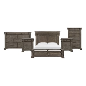 Picket House Furnishings Paterson King Storage 5PC Bedroom Set in Grey