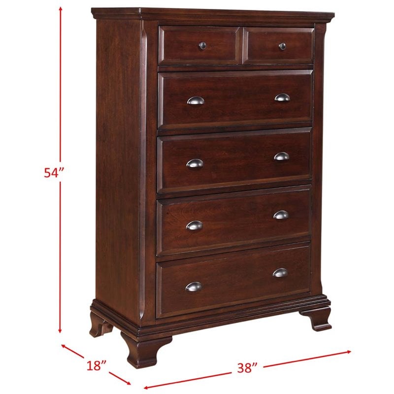 Picket House Furnishings Brinley 5 Drawer Chest in Cherry
