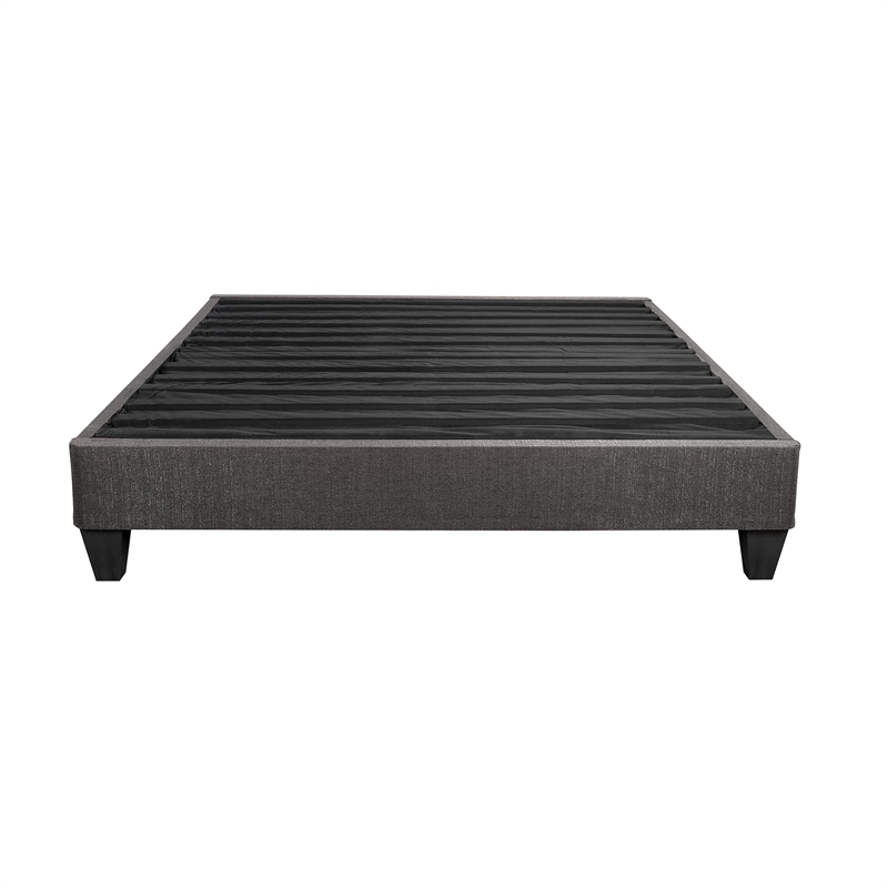 Primo International Speedy Queen Wood and Fabric Platform Bed Frame in Stone