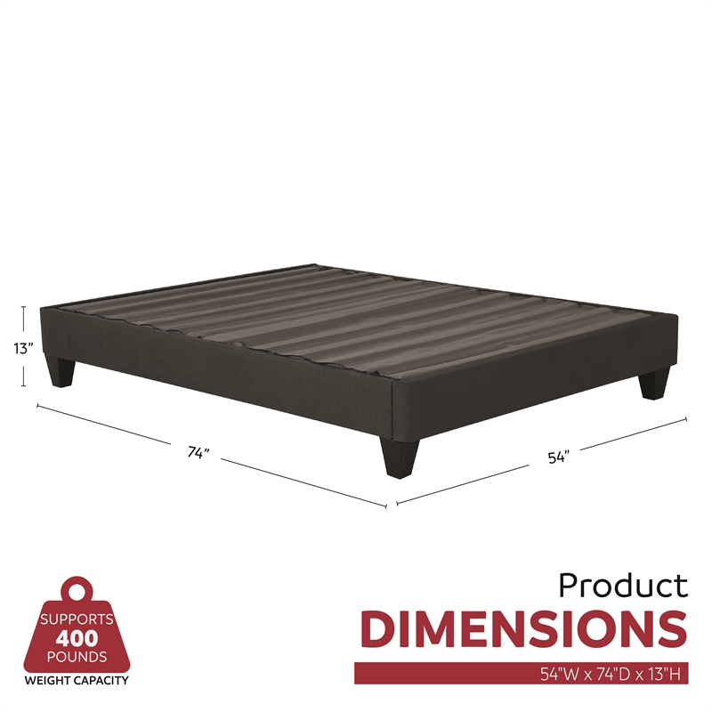 Primo International Speedy Queen Wood and Fabric Platform Bed Frame in Stone