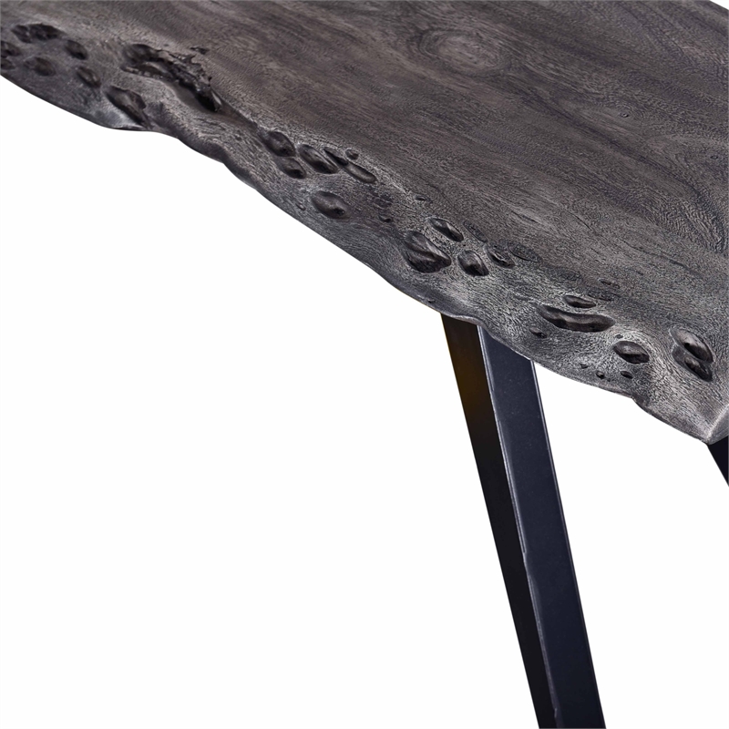 Primo International Wexford Modern Wood and Metal Dining Bench in Gray