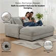 Cocoon Gray Oversized Fabric Cuddler Chaise with Cupholder and USB Ports