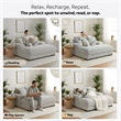 Cocoon Gray Oversized Fabric Cuddler Chaise with Cupholder and USB Ports