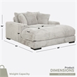 Cocoon Gray Oversized Fabric Cuddler Chaise with Cupholder and USB Ports
