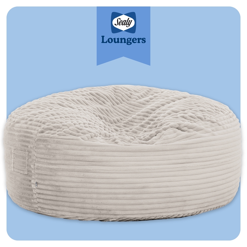 Sealy Bala 5ft Taupe Faux Fur Foam Bean Bag Lounger with Shredded Foam