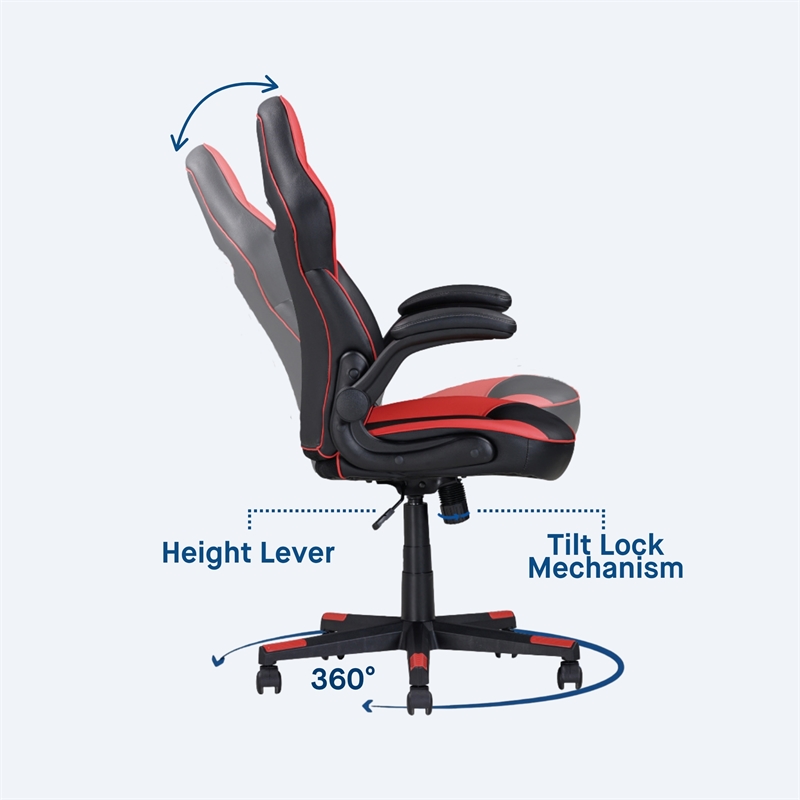Sealy Gamer 115 Black/Red Faux Leather Office Chair with Fabric Upholstery