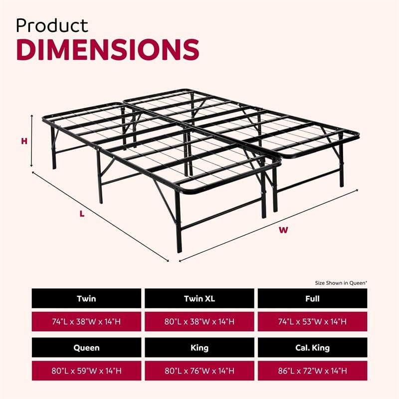 UltraBase King Mattress Foundation Bed Frame - Durable Black Steel Design
