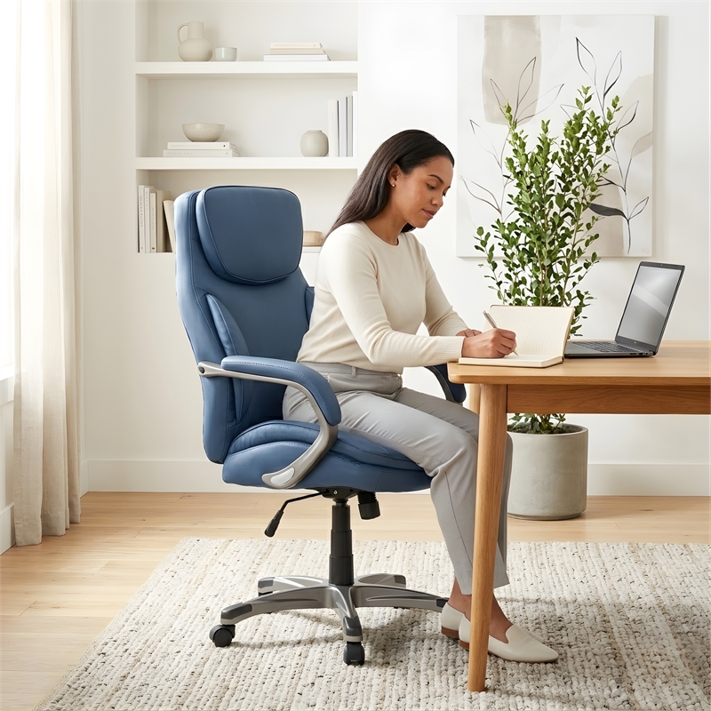 Sealy Palisade Blue Faux Leather Office Chair