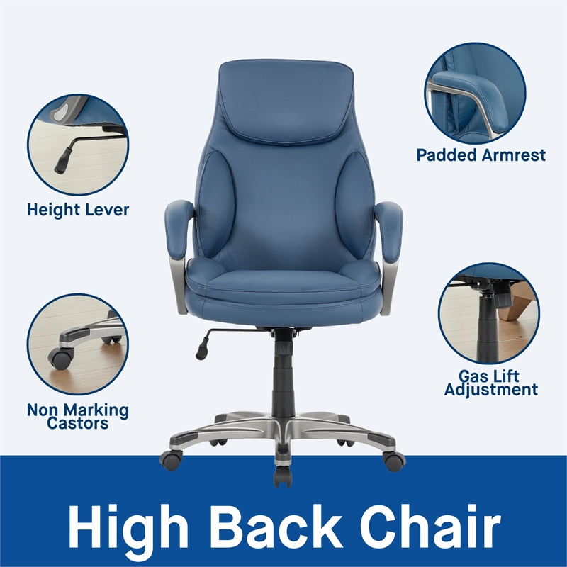 Sealy Palisade Blue Faux Leather Office Chair