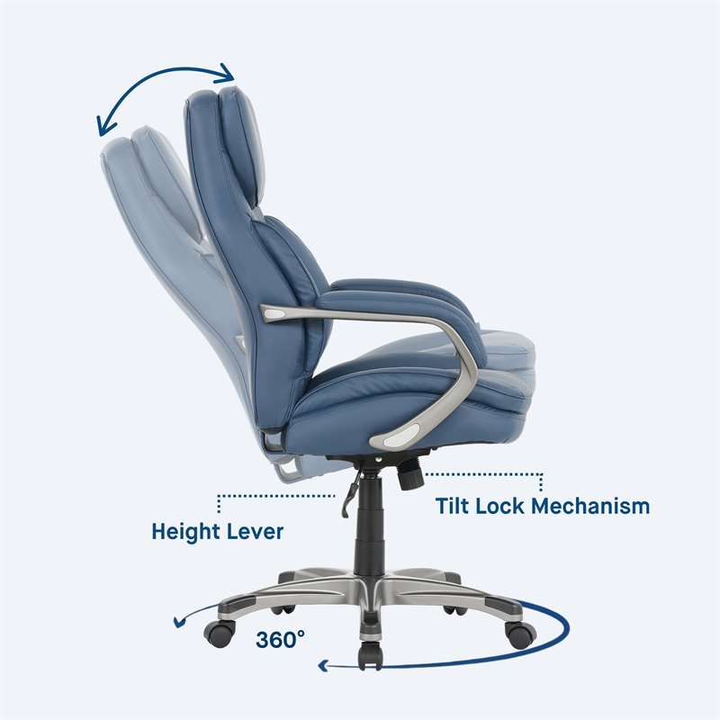 Sealy Palisade Blue Faux Leather Office Chair