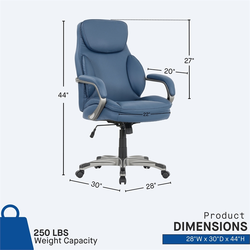 Sealy Palisade Blue Faux Leather Office Chair