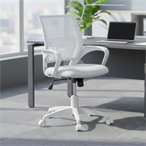 Sealy Jupiter White/Grey Mesh Memory Foam Swivel Office Desk Chair