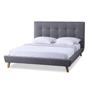 Baxton Studio Jonesy Upholstered Queen Platform Bed in Gray