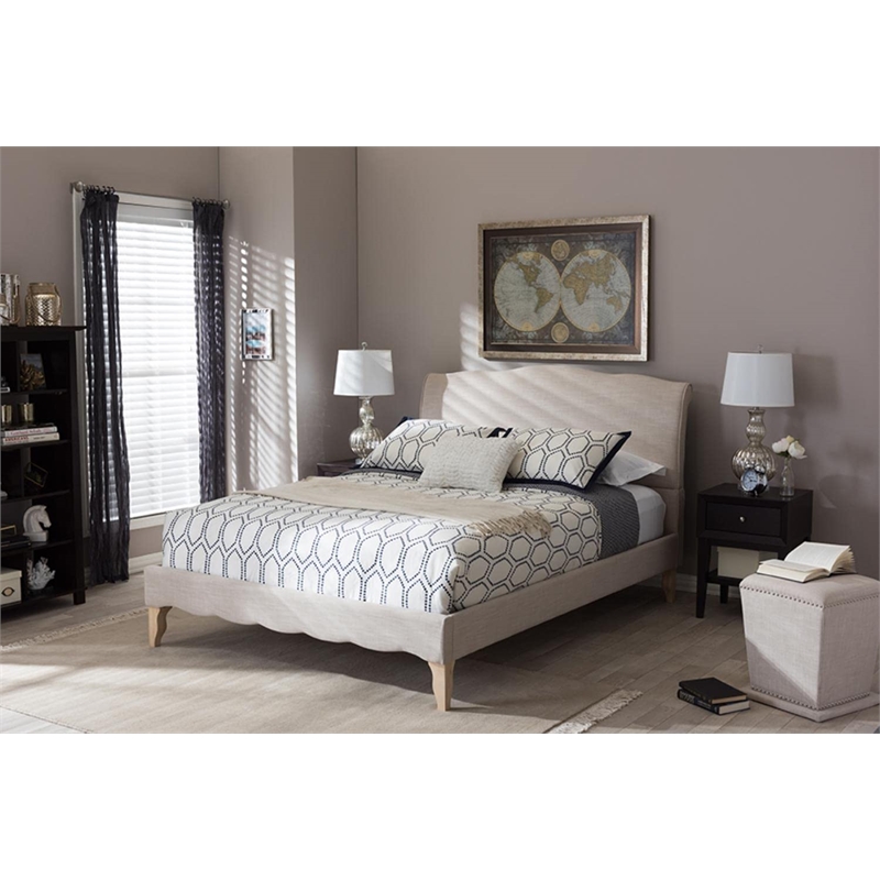 Fannie Full Platform Bed in Beige
