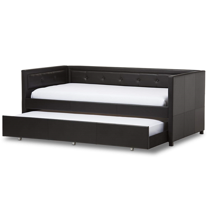 Frank Faux Leather Twin Daybed in Black