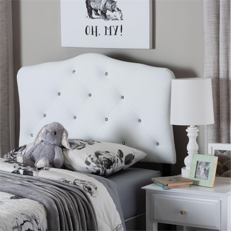 Rita Faux Leather Upholstered Twin Headboard in White