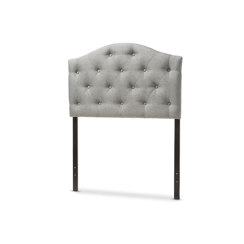 Myra Faux Grey Fabric Upholstered Twin Headboard in Gray