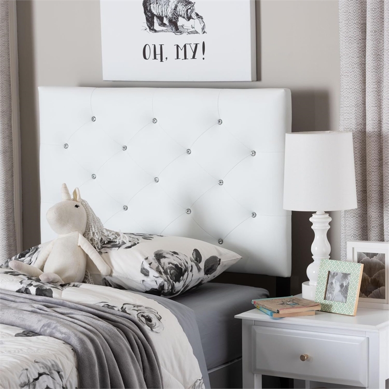 Viviana Faux Leather Upholstered Twin Headboard in White