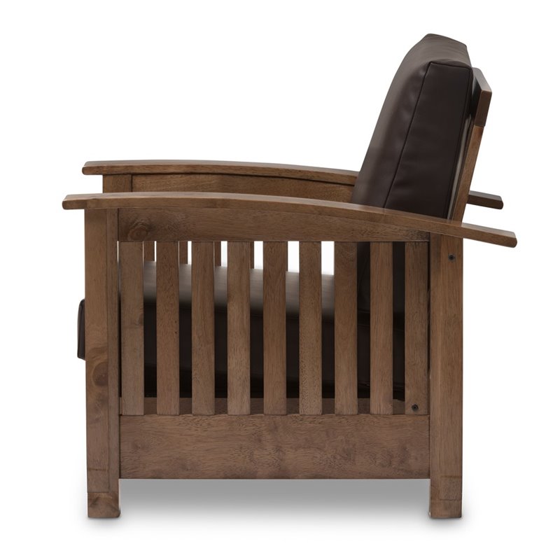 Charlotte Faux Leather Lounge Chair in Dark Brown