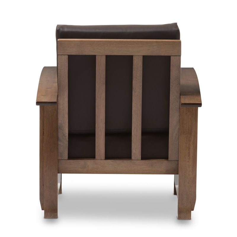 Charlotte Faux Leather Lounge Chair in Dark Brown
