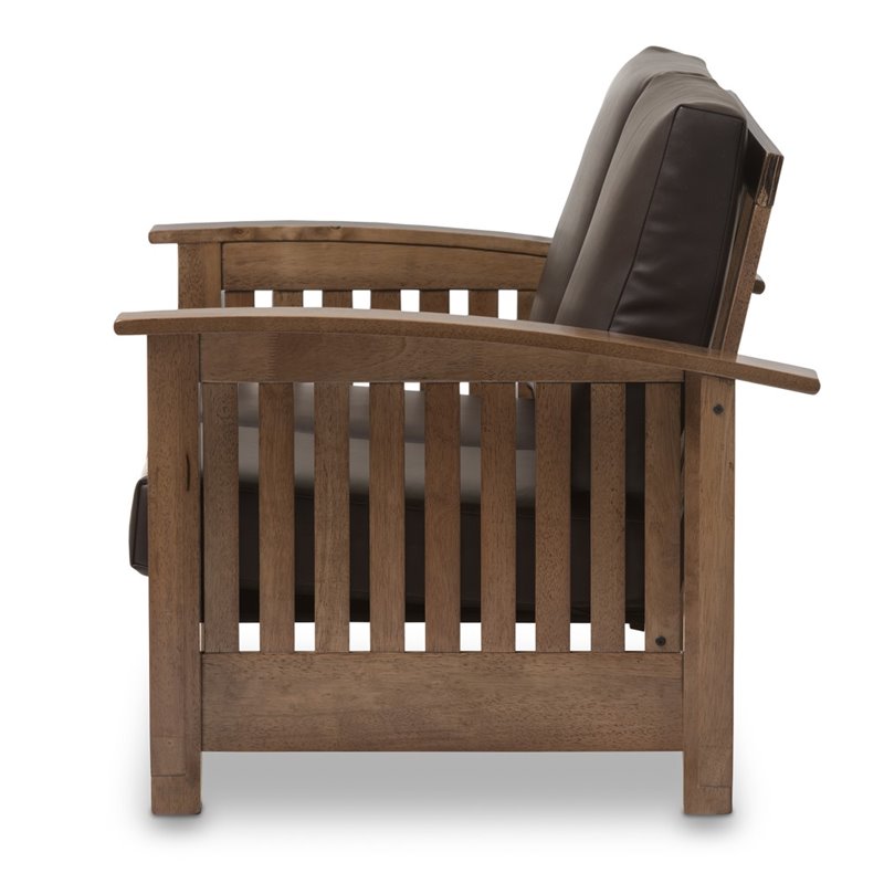 Charlotte Faux Leather Loveseat in Dark Brown