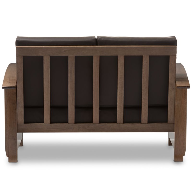 Charlotte Faux Leather Loveseat in Dark Brown