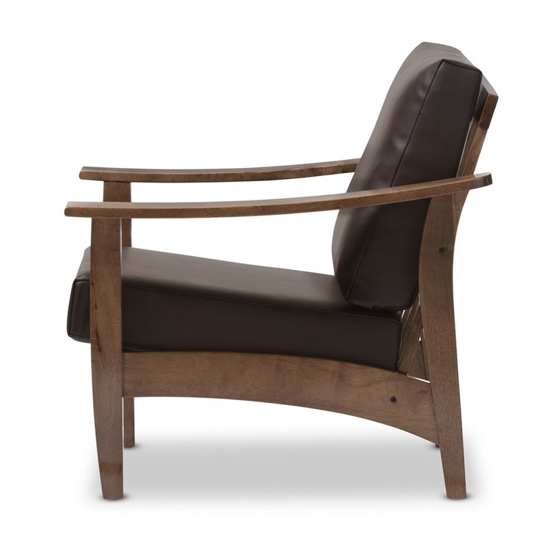 Pierce Faux Leather Lounge Chair in Dark Brown