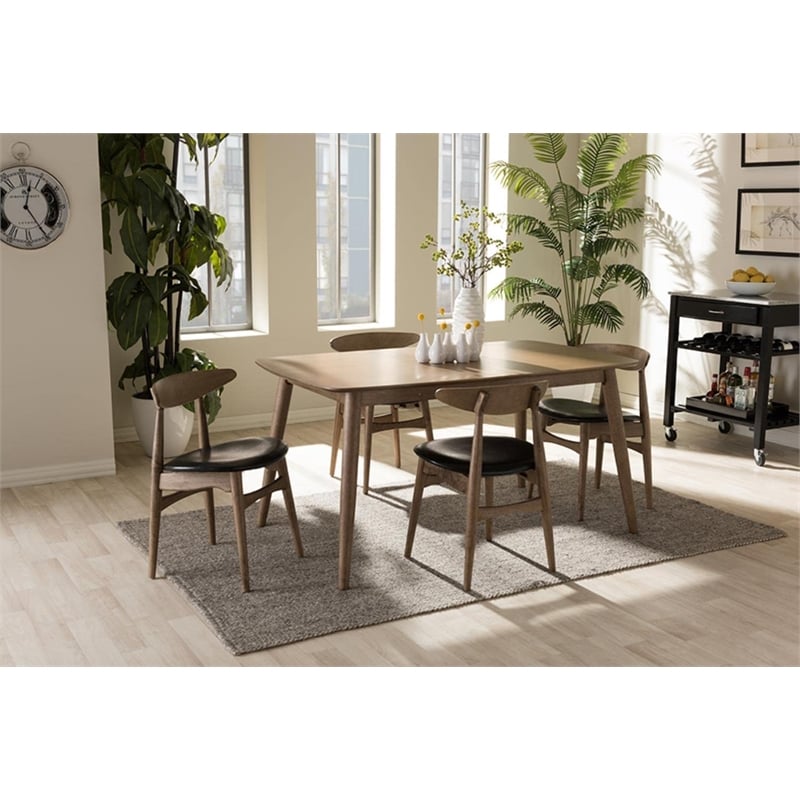 Edna 5 Piece Dining Set in Light Brown