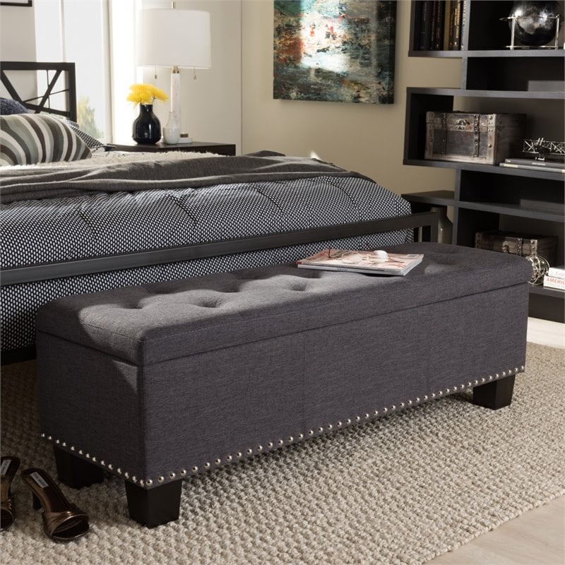 Hannah Storage Bench in Dark Gray