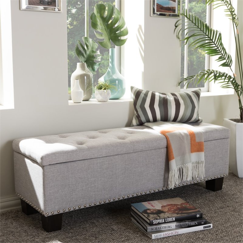Hannah Storage Bench in Grayish Beige