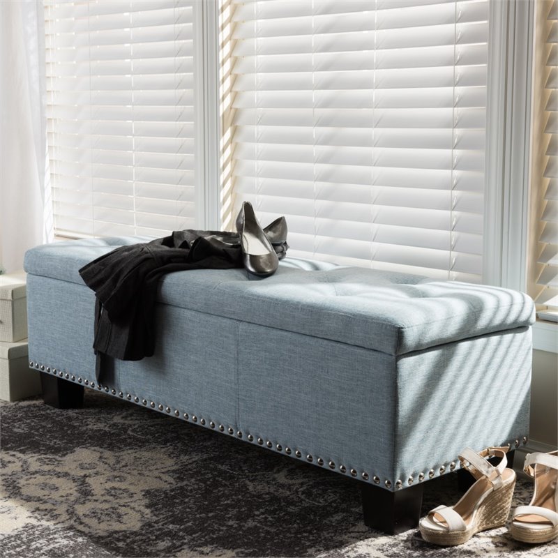 Hannah Storage Bench in Light Blue