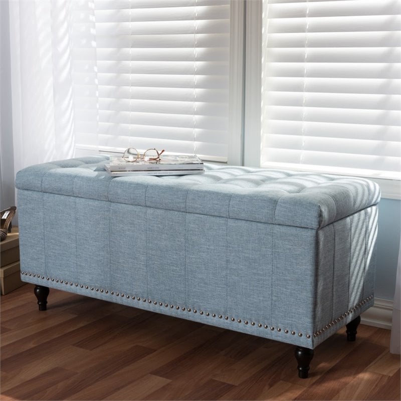 Kaylee Storage Bench in Light Blue