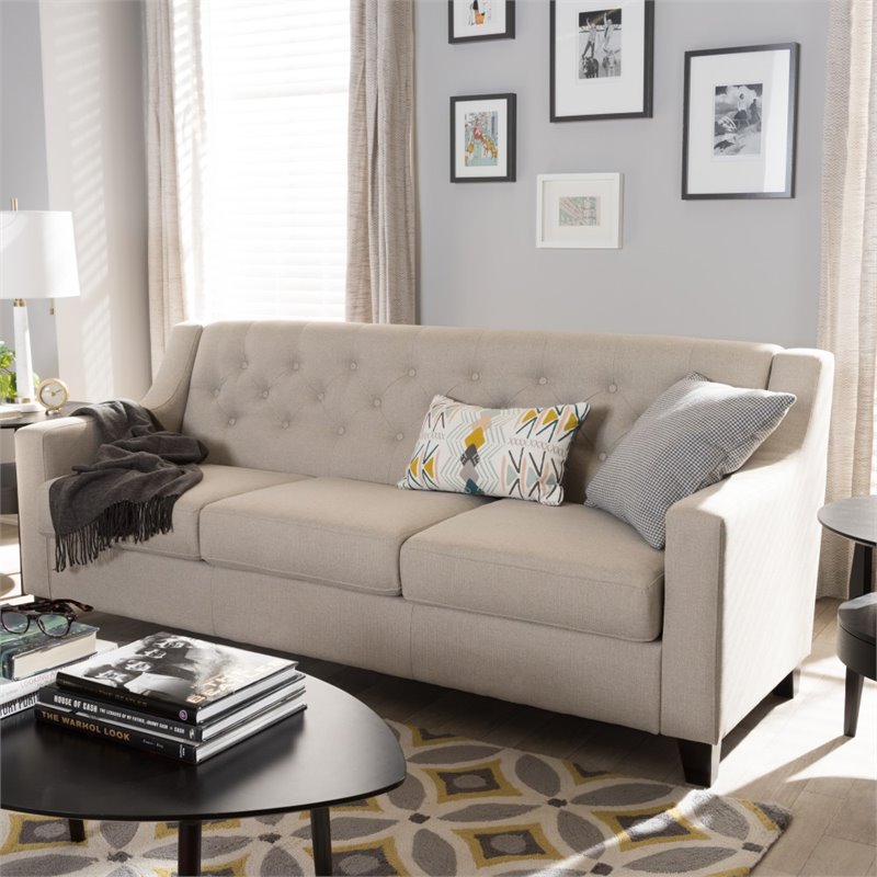 Arcadia Upholstered Sofa in Light Beige