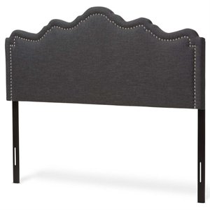 Baxton Studio Nadeen Fabric Upholstered Full Headboard in Dark Gray