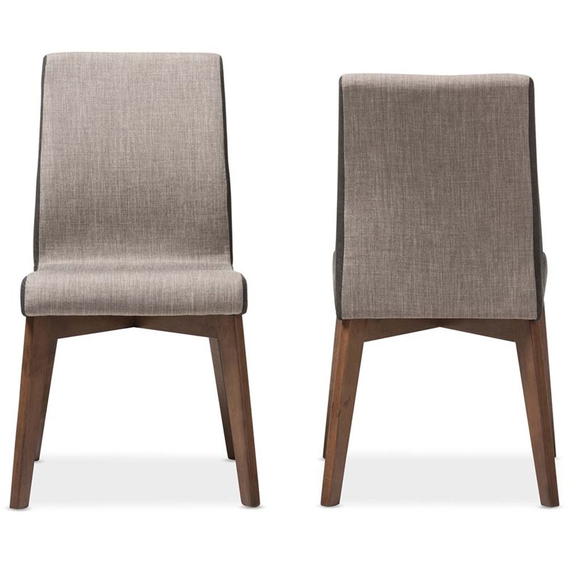 Baxton Studio Kimberly Upholstered Dining Chair in Gravel (Set of 2)