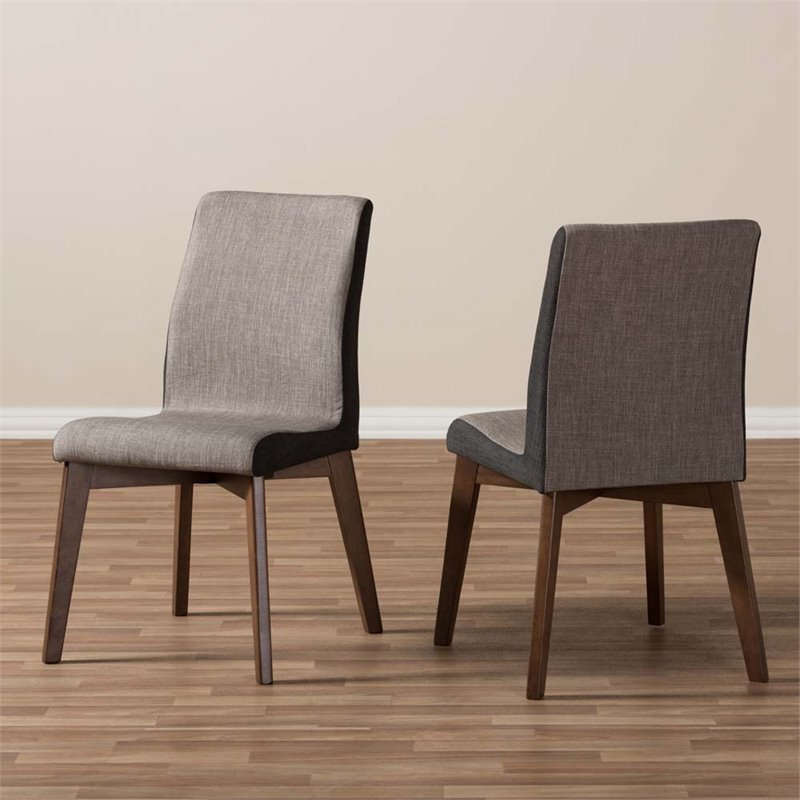 Baxton Studio Kimberly Upholstered Dining Chair in Gravel (Set of 2)