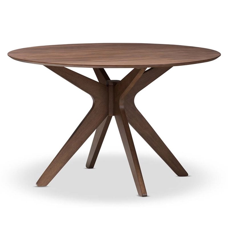 Baxton Studio Monte Round Wood Dining Table in Walnut Brown
