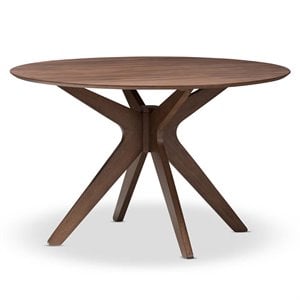 Baxton Studio Monte Round Wood Dining Table in Walnut Brown