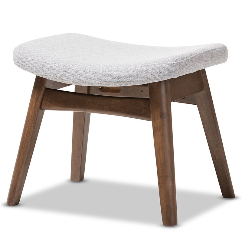 Baxton Studio Vera Upholstered Ottoman in Gray and Walnut Brown
