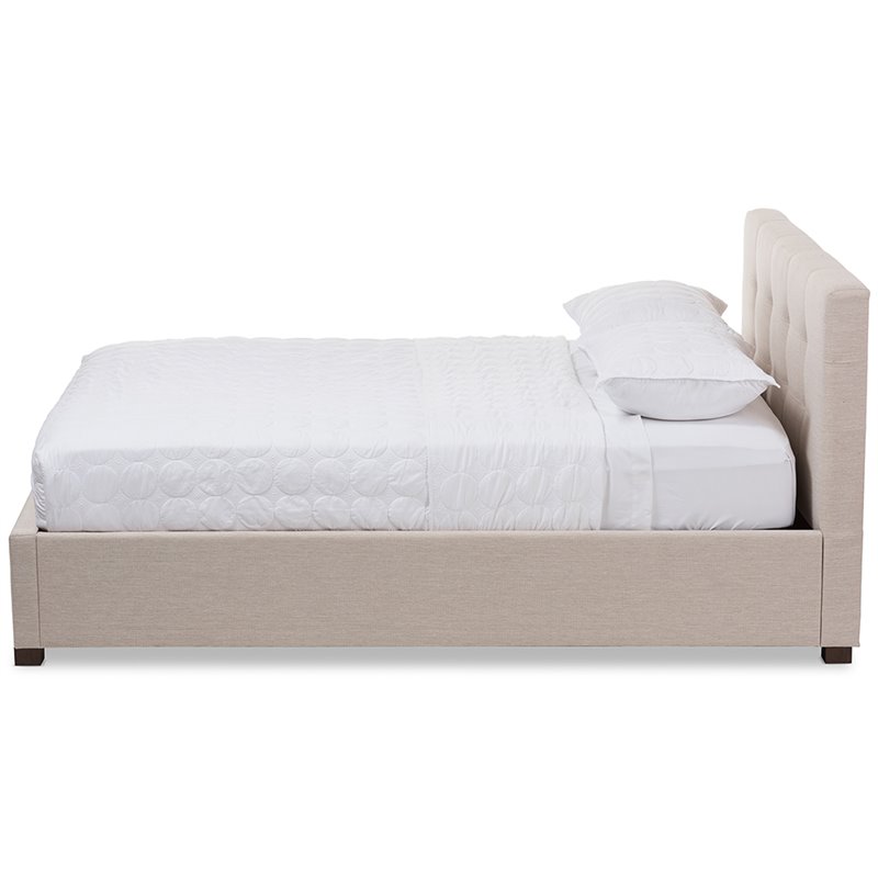 Baxton Studio Brandy Upholstered Queen Storage Platform Bed in Beige