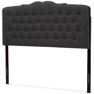 Baxton Studio Lucy Fabric Tufted Queen Headboard in Dark Gray