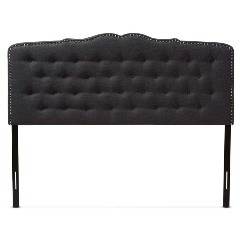 Baxton Studio Lucy Fabric Tufted King Headboard in Dark Gray