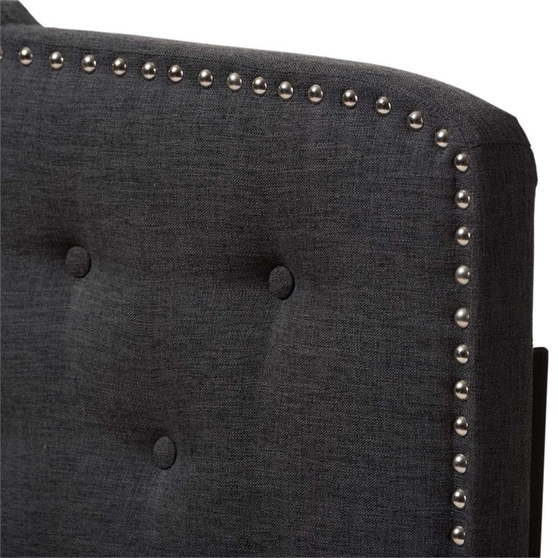 Baxton Studio Lucy Fabric Tufted King Headboard in Dark Gray