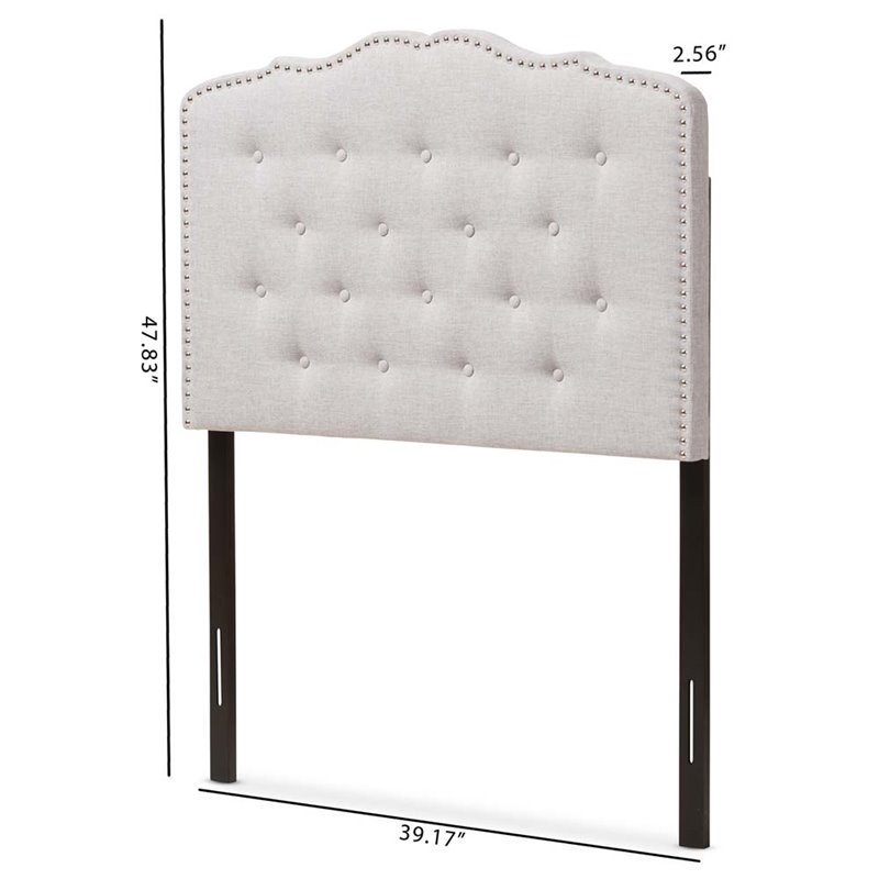 Baxton Studio Lucy Fabric Tufted Twin Headboard in Grayish Beige