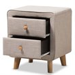 Baxton Studio Jonesy 2 Drawer Linen Upholstered Nightstand in Beige