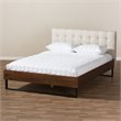 Baxton Studio Mitchell Tufted King Platform Bed in Beige and Brown