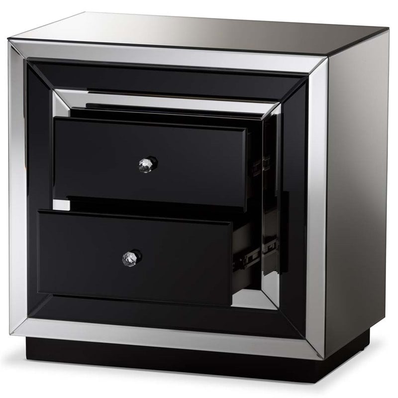 Baxton Studio Cecilia Regency Glamour Style Mirrored 2-Drawer End Table